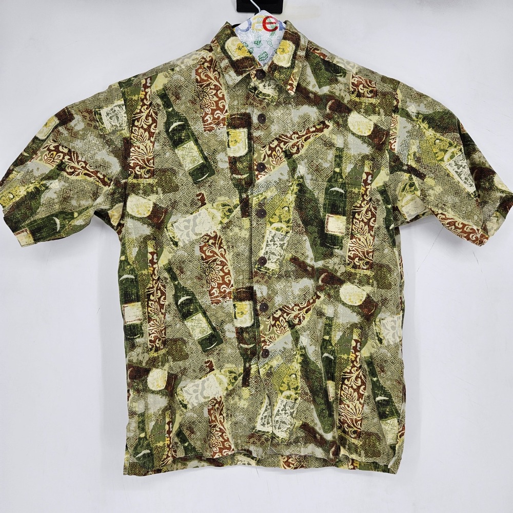 Kahala 1936 Shirt Mens Small Short Sleeve USA Button Up‎ Wine AOP Vintage